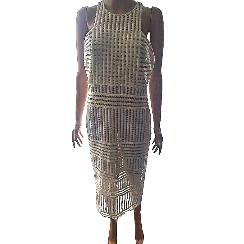 NWT, white, lace, body con, sleeveless dress, size M